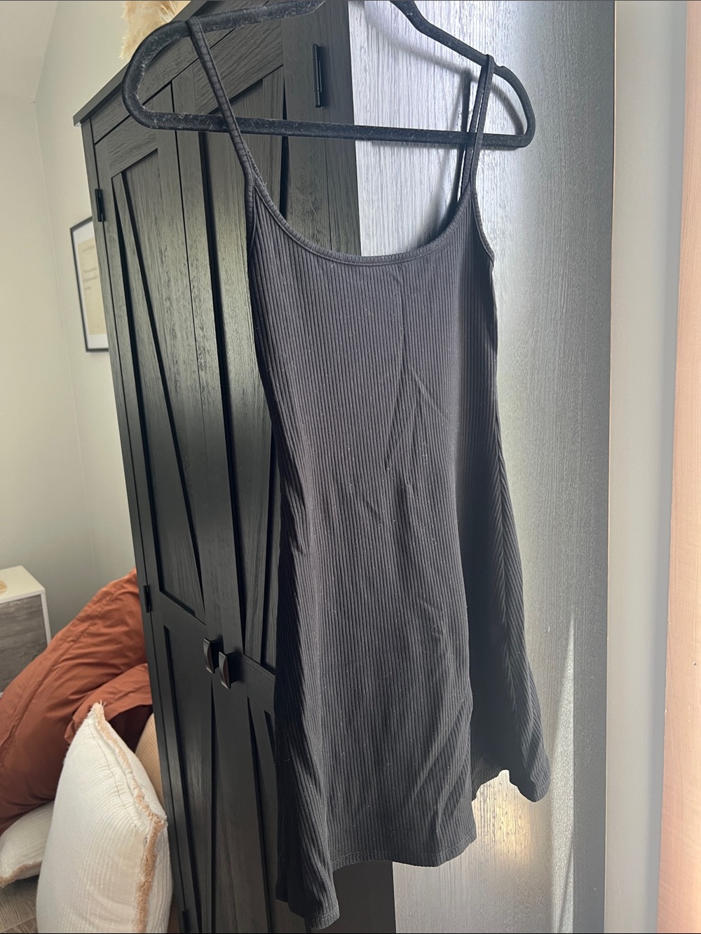 Reformation Black Ribbed Tank Dress